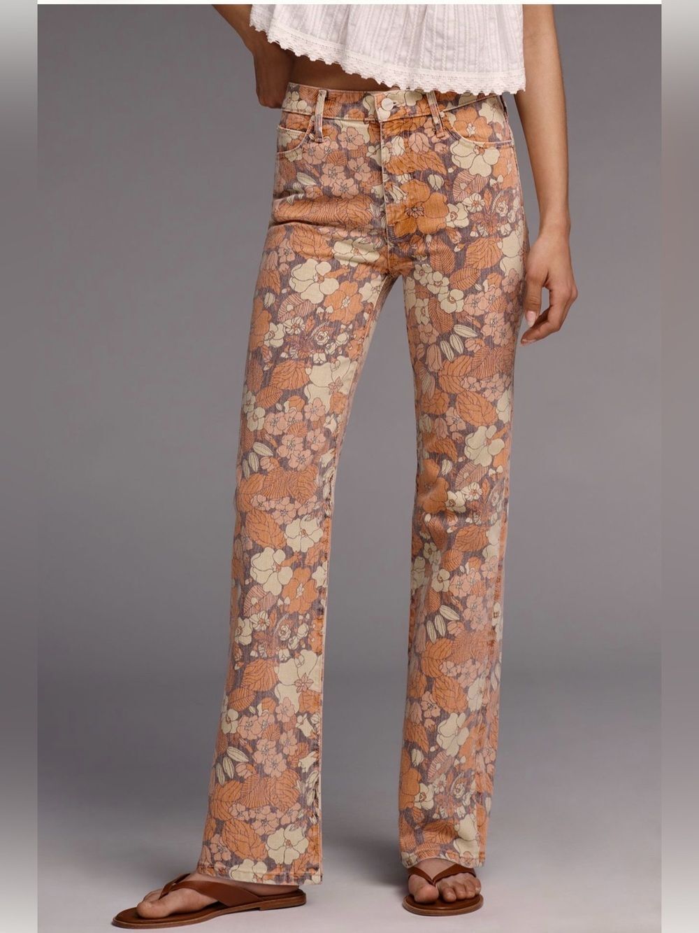 MOTHER Kick It High-Rise Straight Leg Jeans Orange Blossom Size 25 NWT